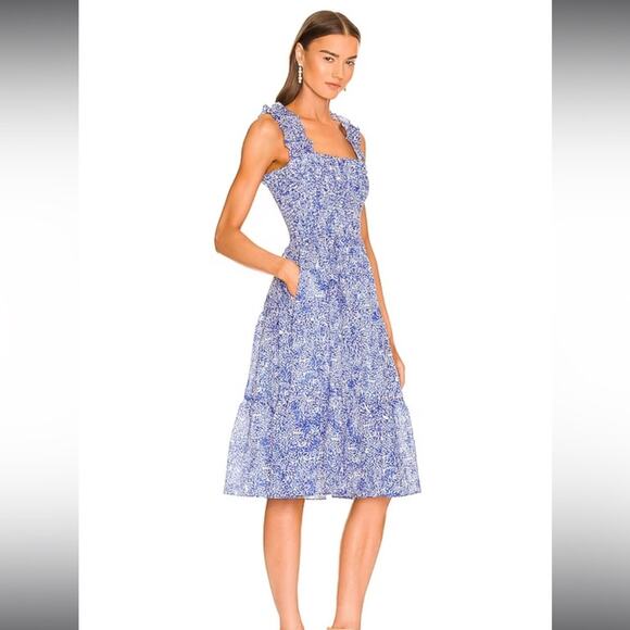 Amanda Uprichard Adelene Midi Dress in Chalet Size S blue white SW - Picture 6 of 15